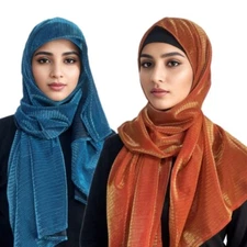 Muslim Islamic Glitter Hijab Long Headscarf Wrap Turban Shawls Women Headwear