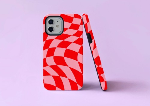 Wavy Distorted Checkered Check 2 in 1 Tough Phone Case/Cover For iPhone - Picture 10 of 15