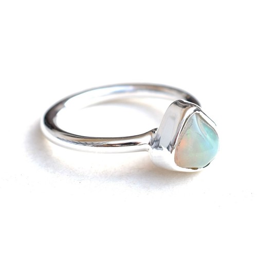 Natural Raw Opal Ring, 925 Sterling Silver Ethiopian opal Ring Stack Ring-OPL010 - Picture 2 of 4