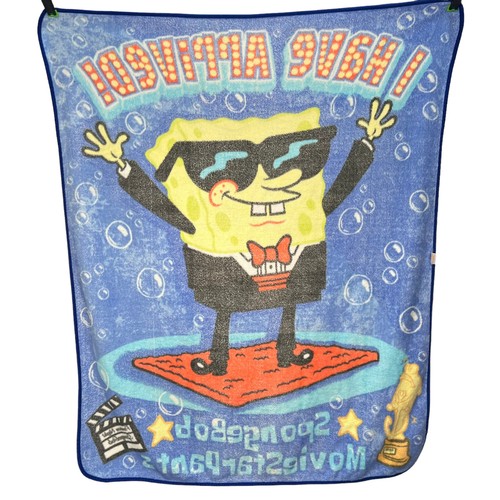 Vintage Nickelodeon SpongeBob SquarePants Movie Fleece Throw Blanket Rare Flawed - Picture 6 of 15