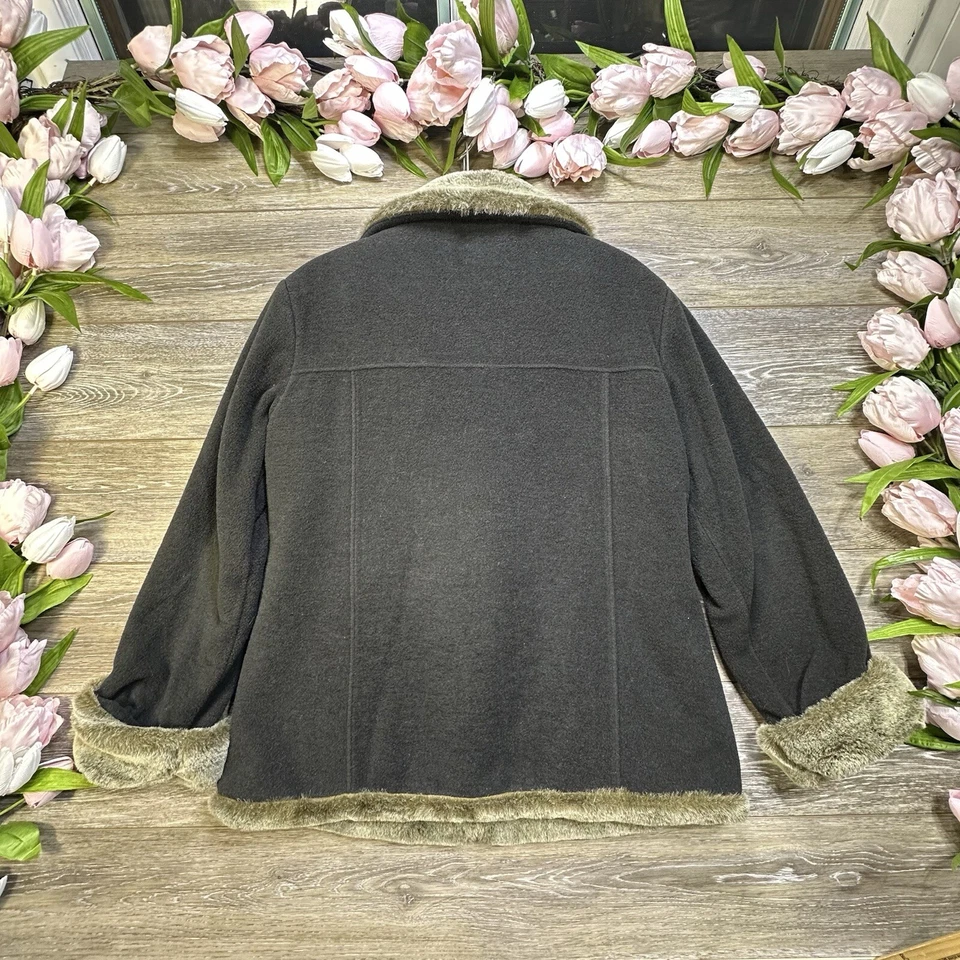 Abrigo de piel sintética J. Jill talla XS pequeño ribete mezcla de lana para mujer precioso suave acogedor Foto 2 de 4