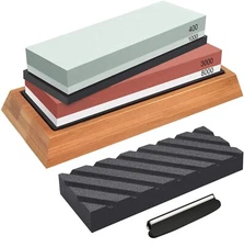Whetstone Sharpening Stone Set Knife Sharpener 400/1000 3000/8000 Grit w/ Holder