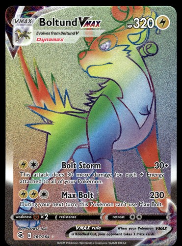 Boltund VMAX 267/264 SWSH Fusion Strike Secret Rare Pokemon Card - NM
