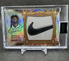 2022 Topps Dynasty Ronald Acuna Jr #AJP-RA Nike Logo Jumbo Patch Auto Gold 1/1