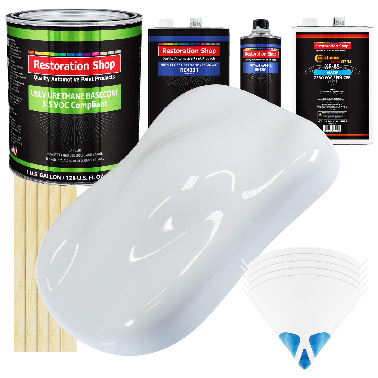 Winter White Low VOC SLOW Gallon Auto Car Paint Kit URETHANE BASECOAT Clearcoat