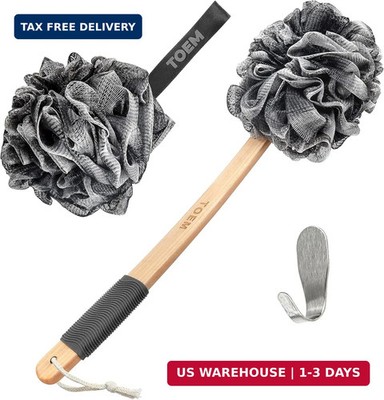 Loofah Back Scrubber for Shower | Bamboo Charcoal Fiber Infused | Loufas for Men