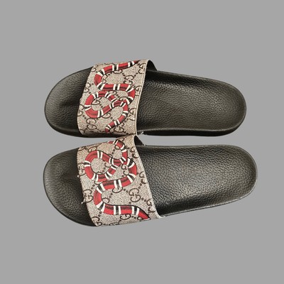 Gucci Slides Monogram Supreme Snake Slippers Size UK