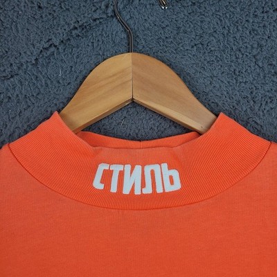 Heron Preston CTNMB Orange Mock Neck Long Sleeve T-Shirt Size S | eBay