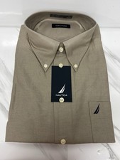 Nautica Oxford Sand Long Sleeve Button Down Oxford Shirt Men's Size 18 34/35