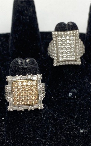 Sterling Silber Kristall Geometrisch Ring Verschiedene Schmuck Konvolut 2 Teile 12,3 g