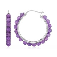 Cavill Amethyst Ohrringe 16,245Ct Sterlingsilber Platin Lila Hoop
