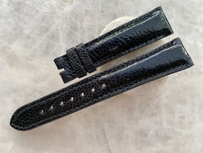 19mm/16mm Genuine Ostrich Leather Padded Watch Strap Band - Black Color