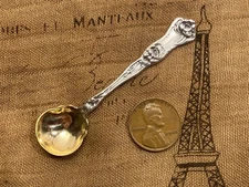 Wallace Peony gilt Sterling Silver Open Salt Cellar Spoon no monograms