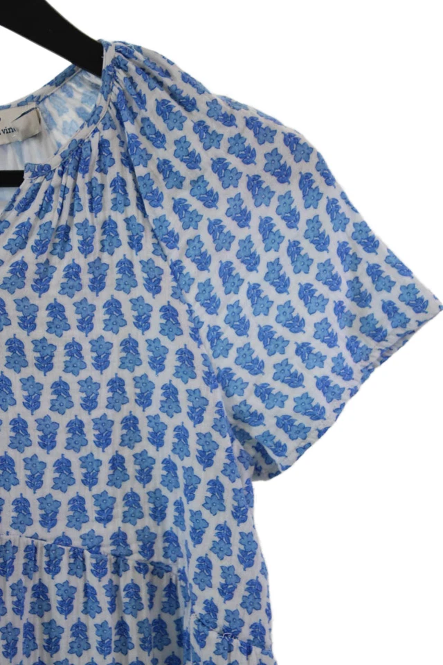 Vineyard Vines Girls Cotton Floral V-Neck Short Sleeve Dress Blue Size 14 - Image 2 of 4