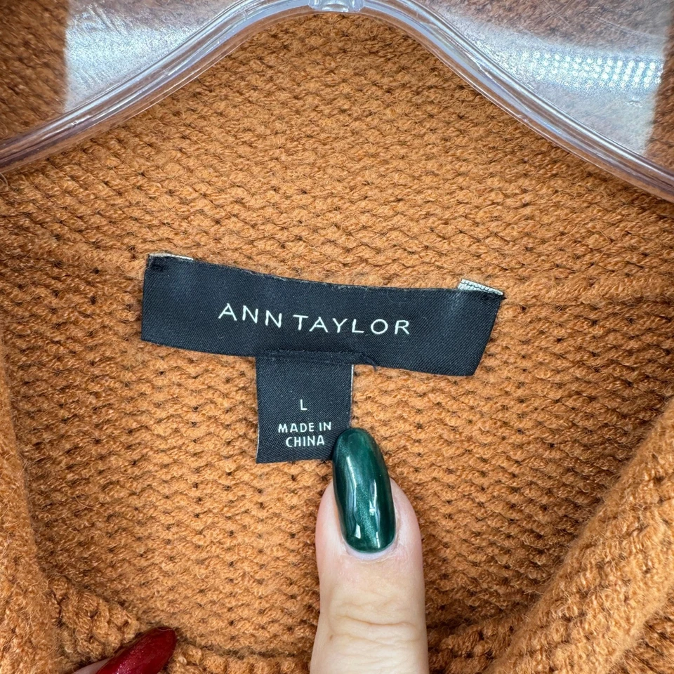 Ann Taylor Sweater Womens Large Chunky Knit Roll Neck Pullover Relaxed Boxy Boho - Image 4 of 4