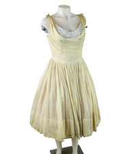 Vintage 50s Womens Small Embellished Chiffon Cupcake Dress Wedding Prom Princess
