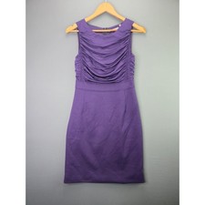 Tahari Sheath Dress Ruched Bodice Sleeveless Sz 2 Purple Cocktail Work Wedding