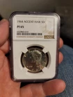 1964 ACCENT HAIR PROOF KENNEDY HALF DOLLAR NGC PF65 538006