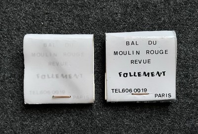 MOULIN ROUGE Revue 1976 Matchbooks (2) PARIS France ''Follement'' Wood