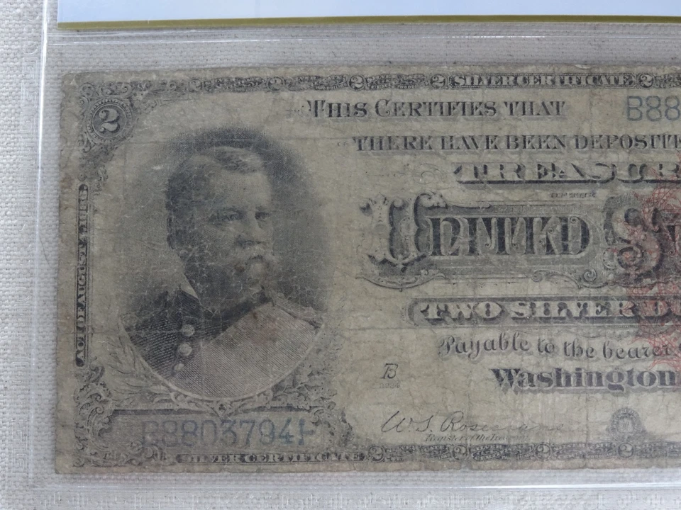 1886 $2 Silver Certificate PCGS 10 Large Red Seal FR 242 Two Dollar - Image 3 of 4
