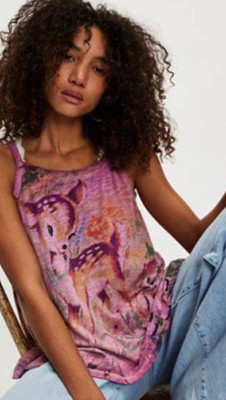 NEW Magnolia Pearl Lana Dama Dama Multicolor Deer Distressed Flowy Tank -OS