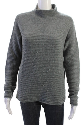 Repeat Womens 100% Cashmere Mock Neck Pullover Sweater Dark Gray Size S