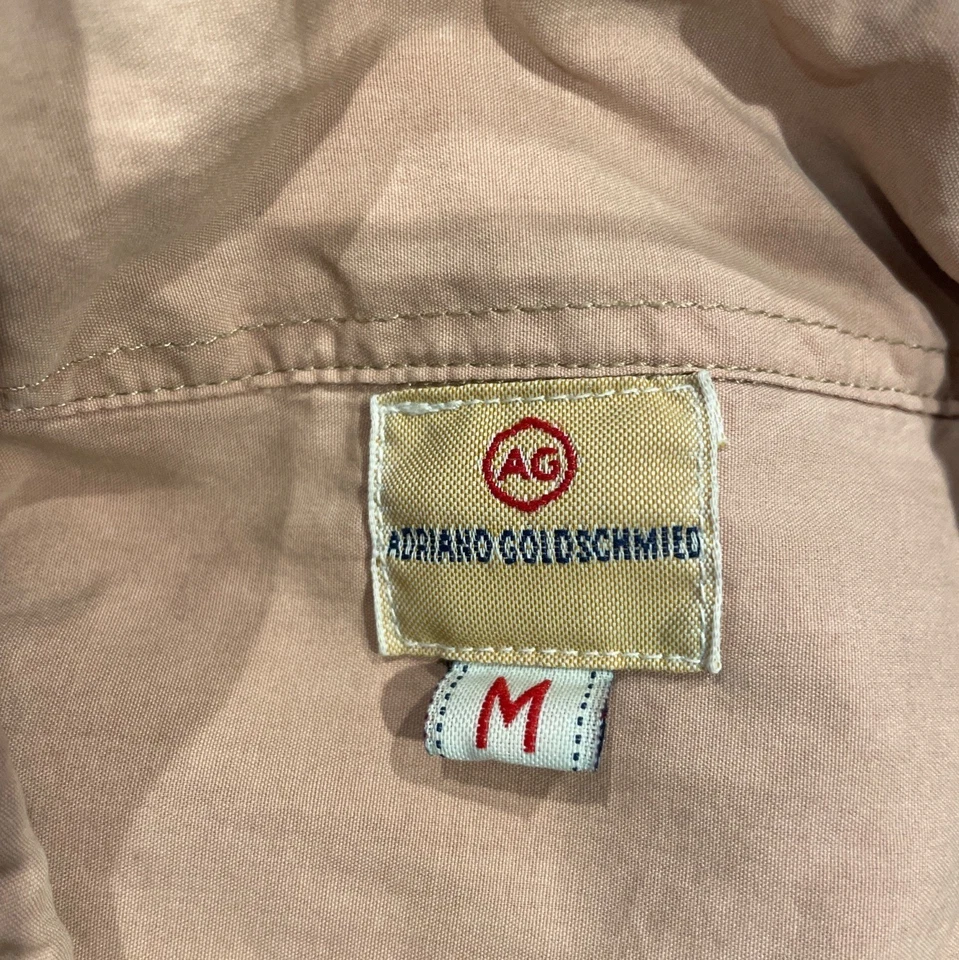 Camisa jeans masculina nova sem etiquetas Ag Adriano Goldschmied M botão bolsos frontais desgastada - Imagem 2 de 4