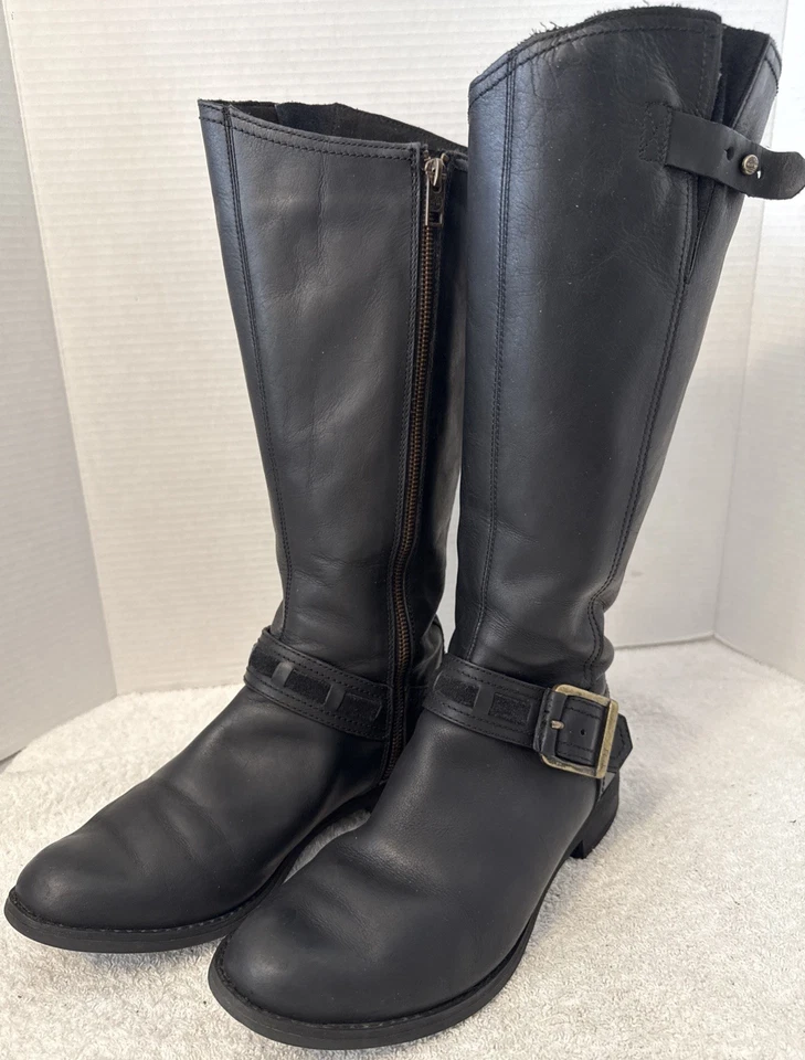 Timberland Women’s Black Leather Anti-Fatigue Tall Zip Riding Boots Sz 8.5 8549R - Image 3 of 4