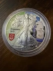 1oz Fine Silver Liberty Eagle -  2015 Colourised Singapore Merlion - In Capsule