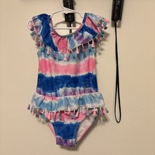 Betsey Johnson Girls' Swimsuit Multicolor Tie Dye Bikini, UPF 50, Size 6