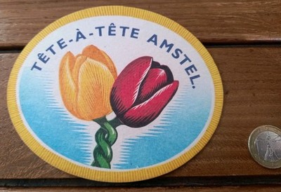 Alter Bierdeckel Tête à Tête Amstel Bier Niederlande