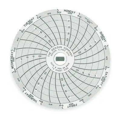 Dickson C310 Chart, 3 In, Range -25 To 0 C, 7 Day, Pk60