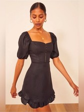 REFORMATION SEATTLE PUFF SLEEVE LINEN MINI DRESS 10.