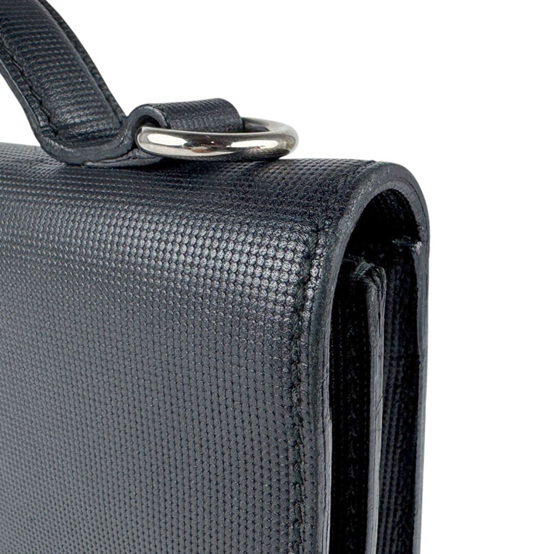 GUCCI Men's Leather Shoulder Bag Black Silver Used 20x27cm Free Shipping thumbnail 5