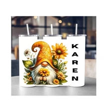 Gnome Tumblr With Name, Yellow Flowers, Gnome Lover Gifts, Customized  With Name