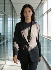 NWT BCBGeneration Black One-Button Shawl Collar Pockets Blazer Polyester Size M