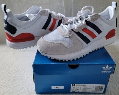 Adidas Originals ZX 700 HD Weiß Dunkelblau Rot UK 9,5 Neu mit Etikett FY0966 Seltene Farbe