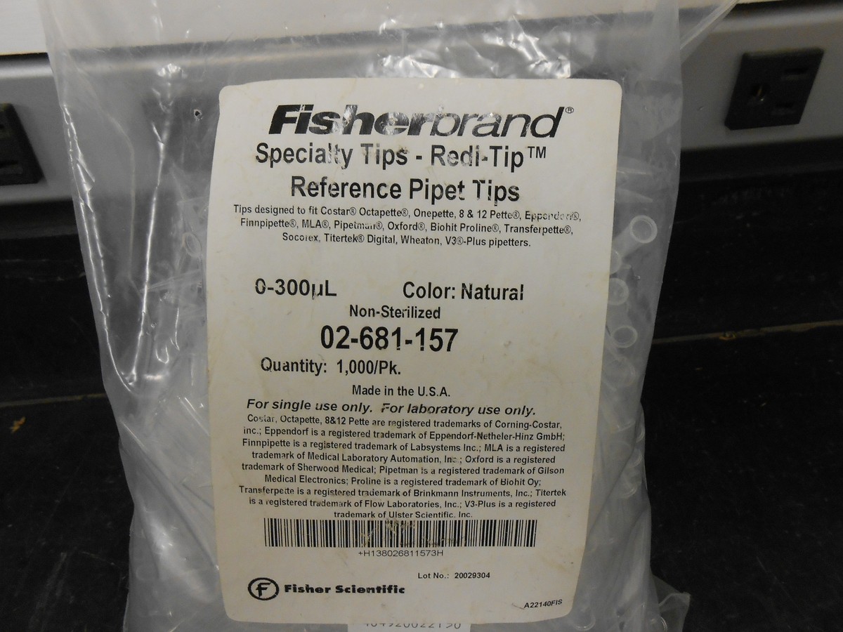 1000 FISHERBRAND 0-300µL SPECIALTY TIPS-REDI-TIP REFERENCE PIPET 