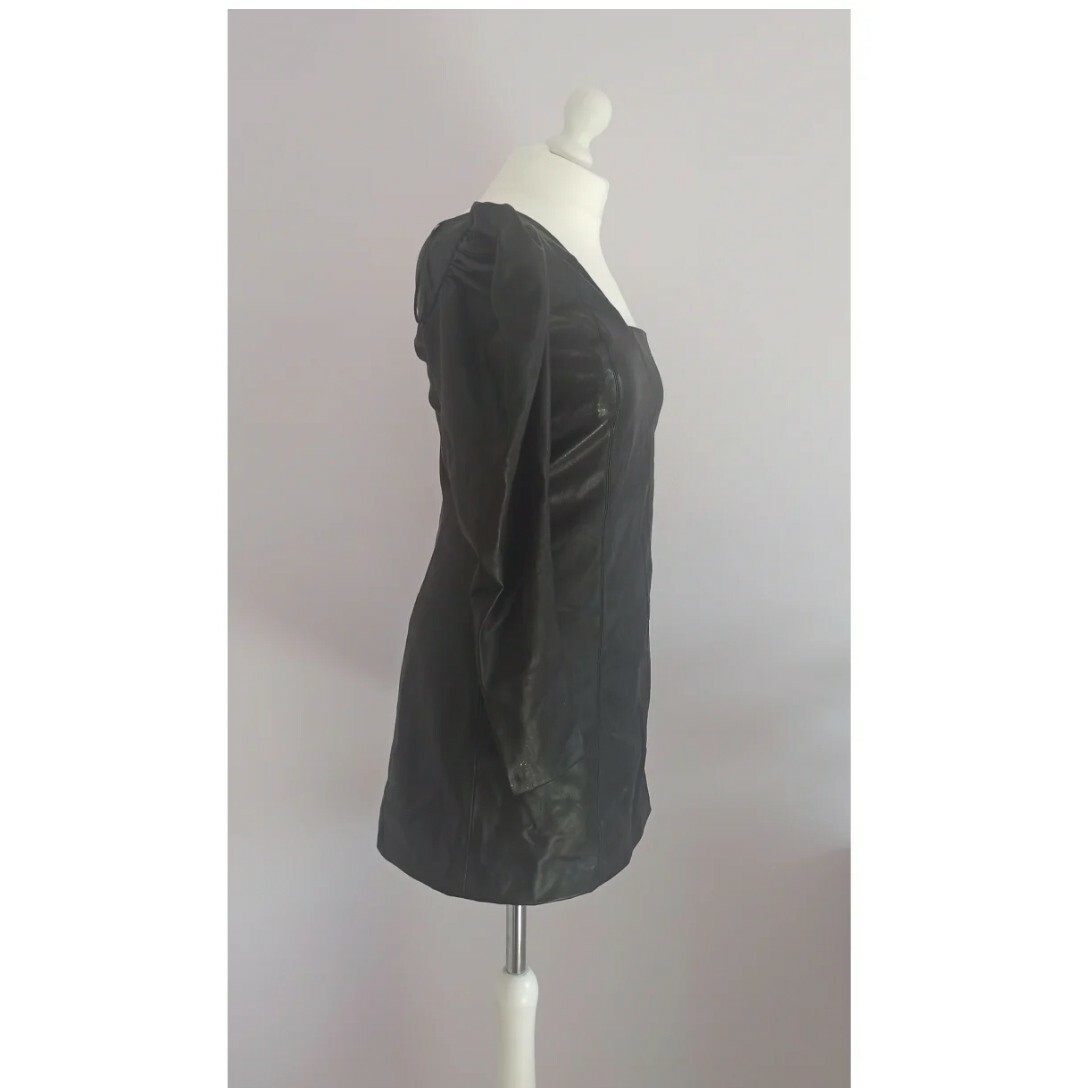 Zara Trafaluc Collection faux black leather one shoulder mini dress - M |  eBay