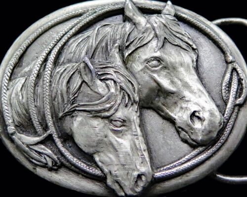Hebilla de cinturón vintage Siskiyou estilo occidental caballos - Imagen 2 de 4