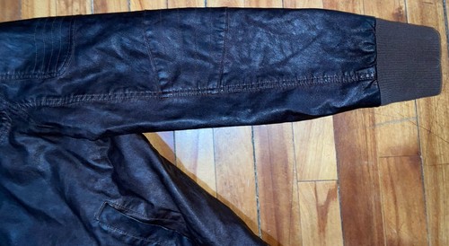 Guess XXL Brown Faux-Leather Men’s Full Zip Motorcycle Jacket - Picture 8 of 16