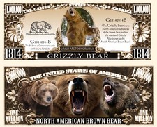 OUR GRIZZLY BEAR DOLLAR BILL (2 Bills)