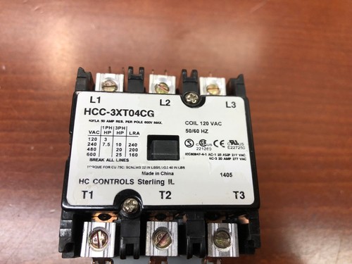 Hartland Controls Contactor 110V Tpst 50Amp HCC-3XT04CG Coil 120VAC 50/60 HZ - Picture 2 of 6