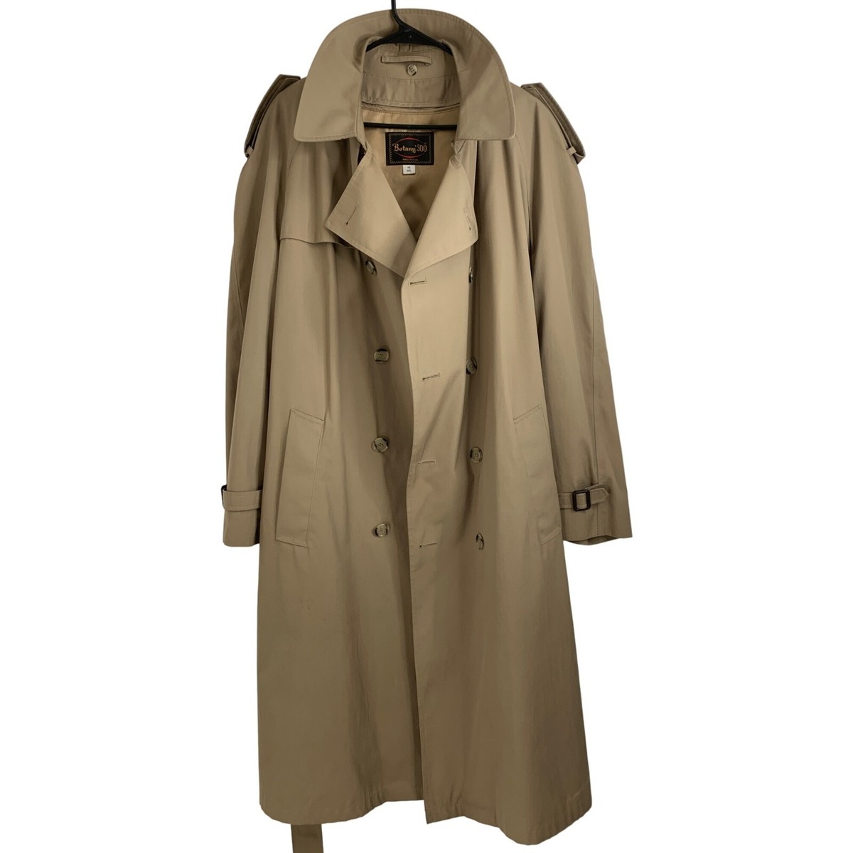 Vintage Botany 500 Trench Coat Men 46R Zip Out Lining