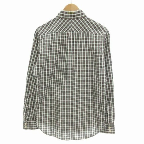 Dsquared DSQUARED2 Check Shirt Seersucker Embroidery Long Sleeve 44 S Green Used - Picture 2 of 7
