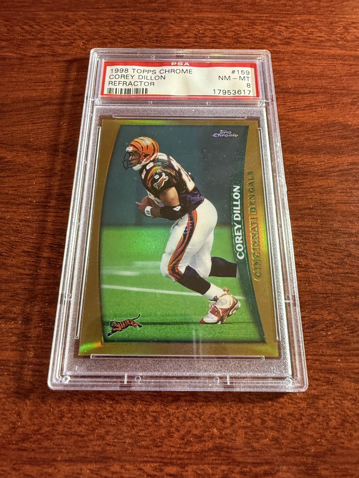 1998 Topps Chrome Refractor #159 Corey Dillon. PSA 8 NM/MINT