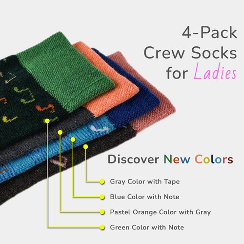 Cosyfeel® Women Socks Super Soft Cotton Thick Breathable 4-Pack Crew Socks - Picture 45 of 58