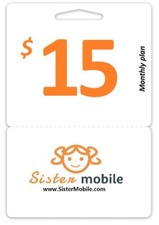 Sister Mobile 15 prepaid card - delivered by eMail only