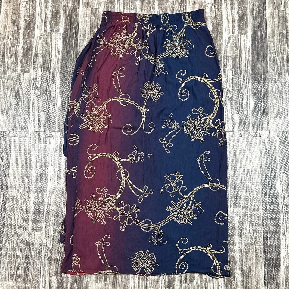 Saia CAROLE LITTLE Feminina tamanho 10 Ombre Envoltório Falso Elástico Cintura Puxador NOVO VINTAGE - Imagem 3 de 4