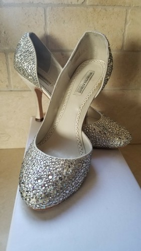 Benjamin Adams GAGA Ivory Leather Swarovski Crystal Bridal Shoes Size 40 US 9 - Picture 2 of 9
